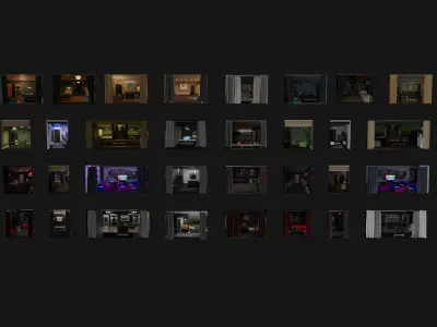 Parallax room pack  One click interiors 40 rooms KPACK  Windows 3D model