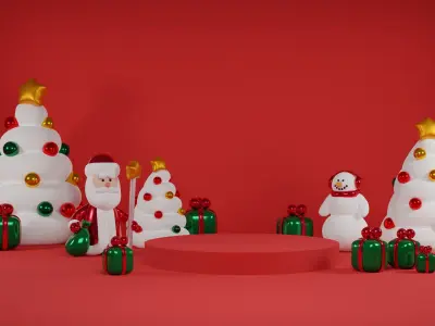 Modular Simple Christmas Scene Low-poly 3D model 3D model