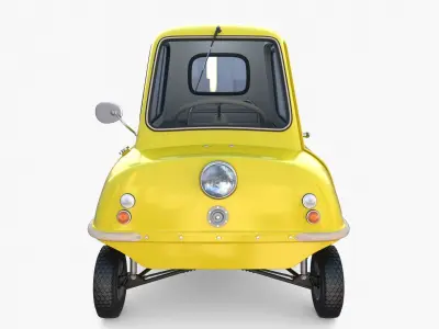 Peel P50 Yellow with interior and chassis 3D model