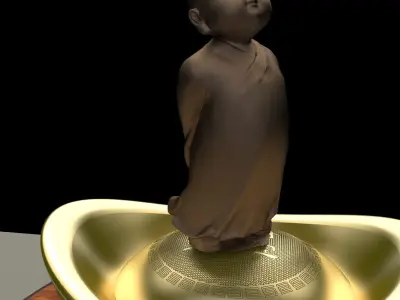Chinese display stand with monk kid  3D model