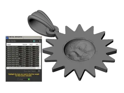 Sun pendant 3D print model order