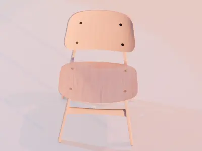 Light brown wooden chair Free 3D model