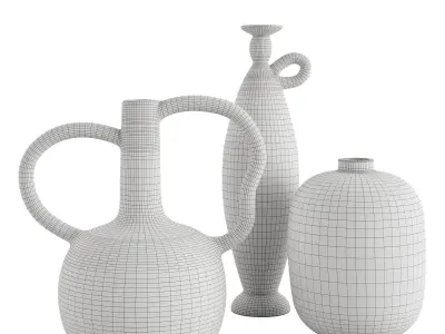 Celvin Black and White Stripe Abstract Resin Vase Collection 3D model