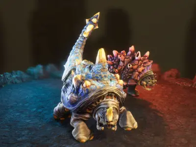 Armored beast Low-poly 3D model