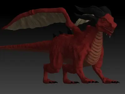 Ruby dragon Low-poly 3D model
