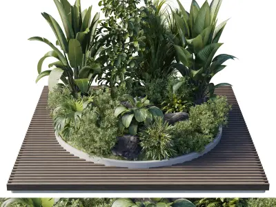 Garden of Plants shrubs palm - outdoor garden set 167 Low-poly 3D model