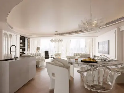 French-style living room and dining area 3D model