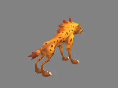 Cartoon hyena - jackal  Low-poly 3D model