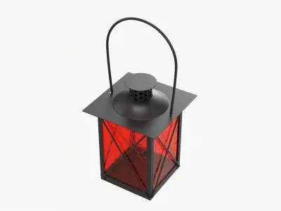 Metal lantern with windows and handle 3D model