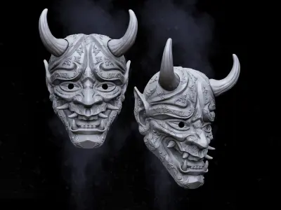 Oni Mask Japanese Hannya 3D print model