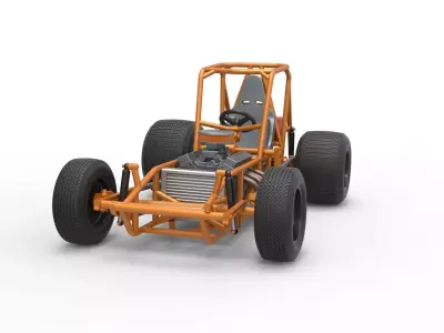 Vintage Sprint car Base Version 2 Scale 1 to 25 3D print model