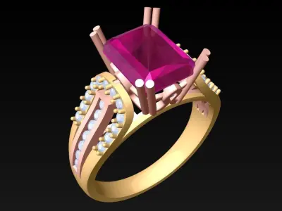 Rectangular Stone Rings - Womens Rings - N024131 3D print model