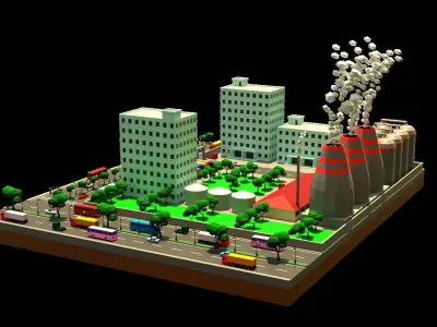Factory T1 Low-poly 3D model