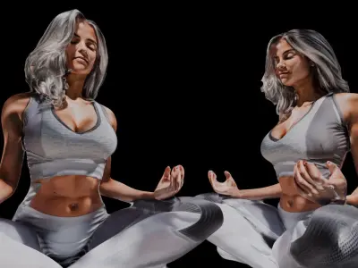 Meditating Female Yoga Pose 3D model