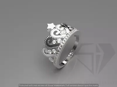 The crown jewelry cad 3d stl ring model jr00033 3D print model