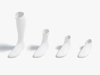 White Single Socks different shapes - fabric sox  Low-poly 3D model