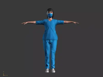 Low-Poly Female Doctor 3D Model  T Pose Medical Character Low-poly 3D model