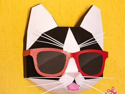 Kitten with glasses Low-poly 3D model