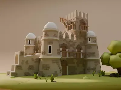 3D Low poly Fasilides Castle 3D model