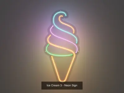 Ice Cream Neon Signs - 5 Pack 3D Model Collection