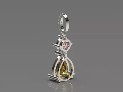 White Gold and Gemstone STL Pendant jp0293 3D print model