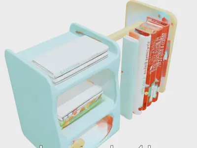 Cartoon Bookshelf Storage with Playful Design Low-poly 3D model