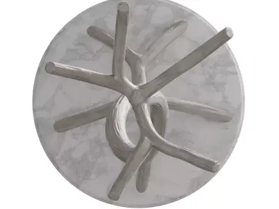 White Marble Round Accent Table with Aluminum Pedestal 3D model
