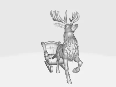 Festive Reindeer Christmas Sleigh Holiday Decor Santa Sleigh 3D print model