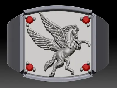 Horse man ring Sculpture jewelry Gold silver 3D print model