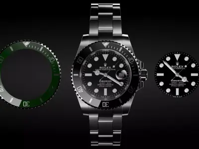 Rolex Submariner Perpetual and Perpetual Date Black and Green 3D model