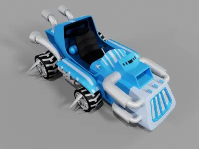 Blue Kart Low-poly 3D model