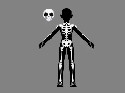 Cartoon Halloween costume - Boy Skeleton Low-poly 3D model