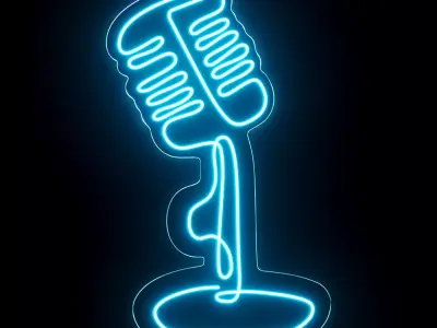 Wired Microphone Neon Sign 3D model