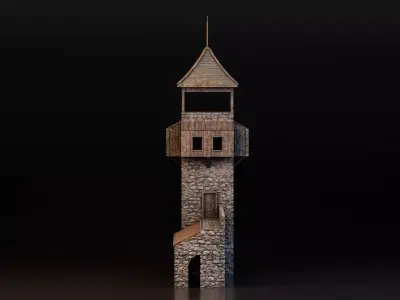 Medieval Watchtower Low-poly 3D model
