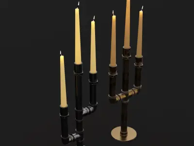 Candlestick set 8 three candle holders 3D model