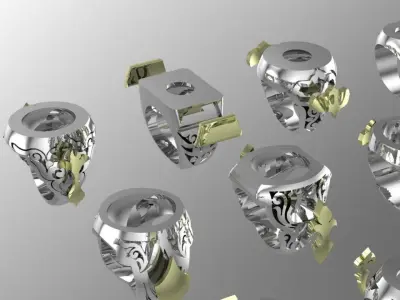 20 men signet ring with plexus part2 3D print model