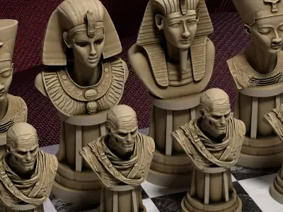 Egyptian Chess Set - Pharaohs - Gods  Ancient Egypt Chess SeT 3D 3D print model