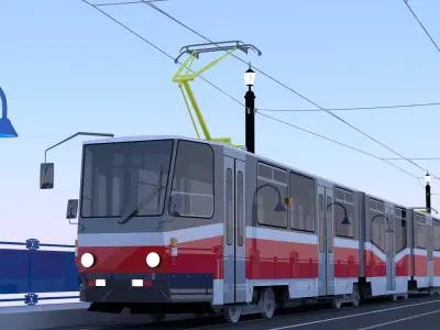 Bridge with KT8D5 tram 3D model