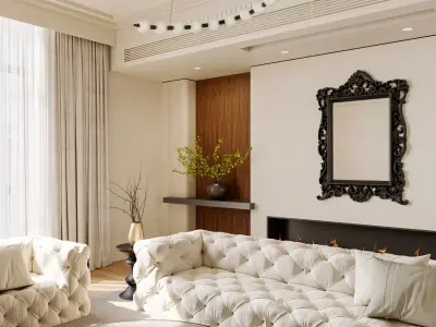 Luxury living room dining room interior scenes 27 3D model