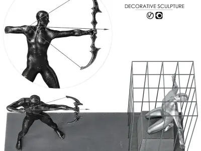  Decorative Sculpture With PBR Metal Materials 3D model