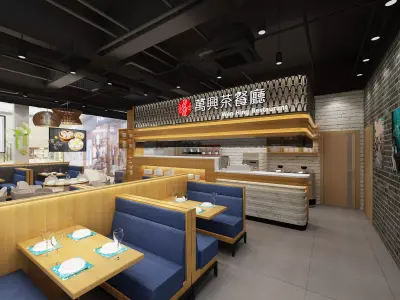 Hong kong restaurant Low-poly 3D model