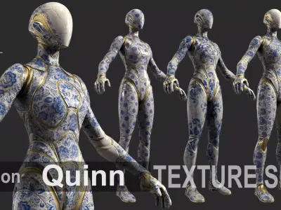 UE5 Quinn Mannequin  Porcelain  3 Texture Packs 3D model