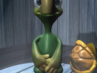 Cartoon Turtle Rigged Low-poly 3D model