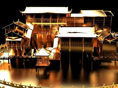 Chinese ancient house  3D model 26
