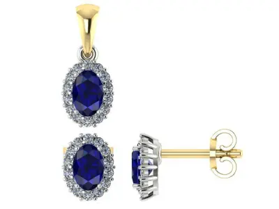 Classic set with oval gem 3D print model