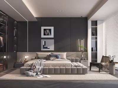 Modern Bedroom Scene 29 3D model
