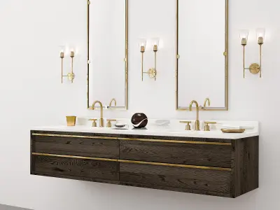 BEZIER DOUBLE EXTRA-WIDE FLOATING VANITY 3D model