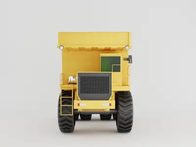 Mining large truck of yellow color on white background Low-poly 3D model