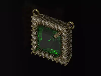STL 3D Emerald jewelry pendant model jp0394 3D print model
