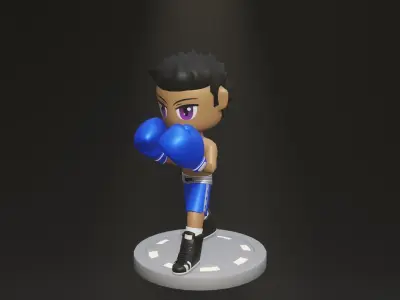 Lowpoly Male Boxer blue - 36 models - vol 01  Low-poly 3D model